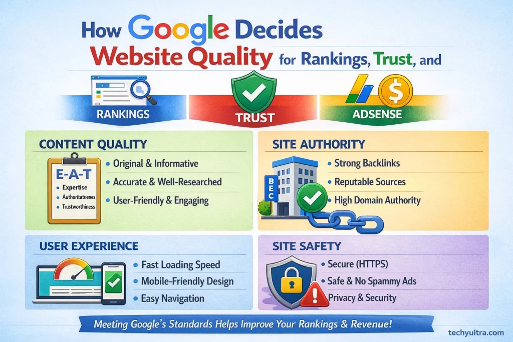 How Google Decides Website Quality for Rankings, Trust, and AdSense